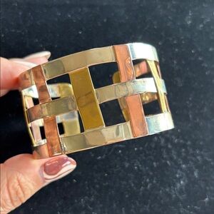 Brass, Sterling Silver and Copper Woven Cuff Bracelet